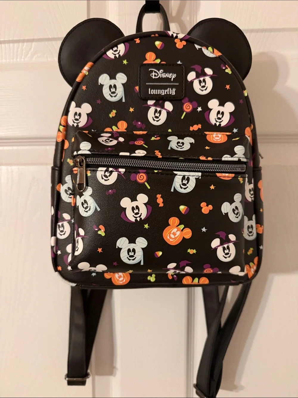 Loungefly Black Halloween Mickey Pattern Kids Mini Backpack